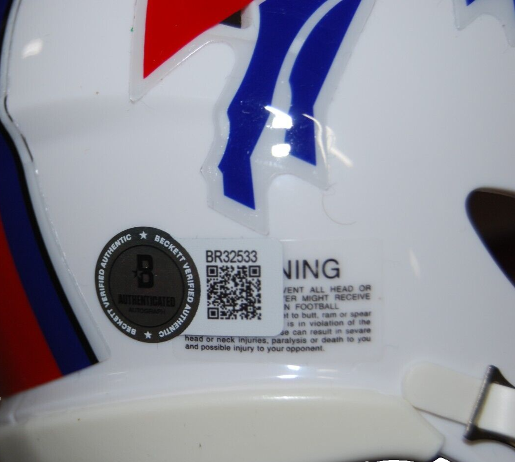 SEAN MCDERMOTT signed (BUFFALO BILLS) mini football helmet BECKETT BAS BR32533