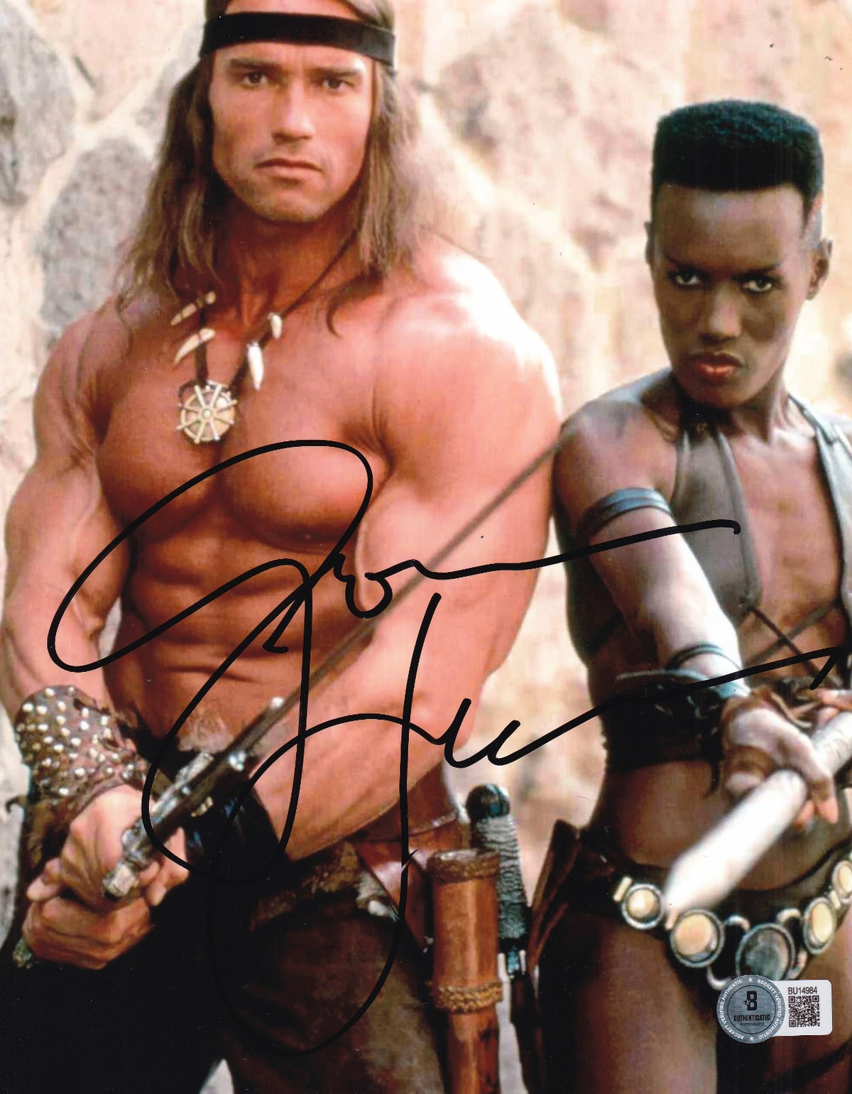GRACE JONES signed (CONAN THE DESTROYER) Zula movie 8X10 photo BECKETT BU14984