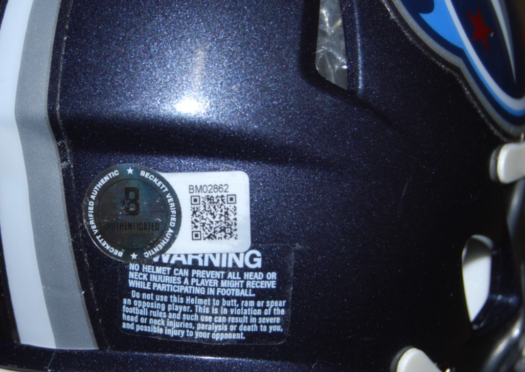 ROBERT SALEH signed (TENNESSEE TITANS) mini football helmet BECKETT BM02862