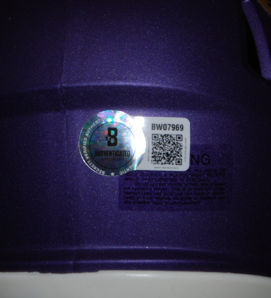 JESSE MINTER signed (BALTIMORE RAVNES) mini football helmet BECKETT BAS BW07969