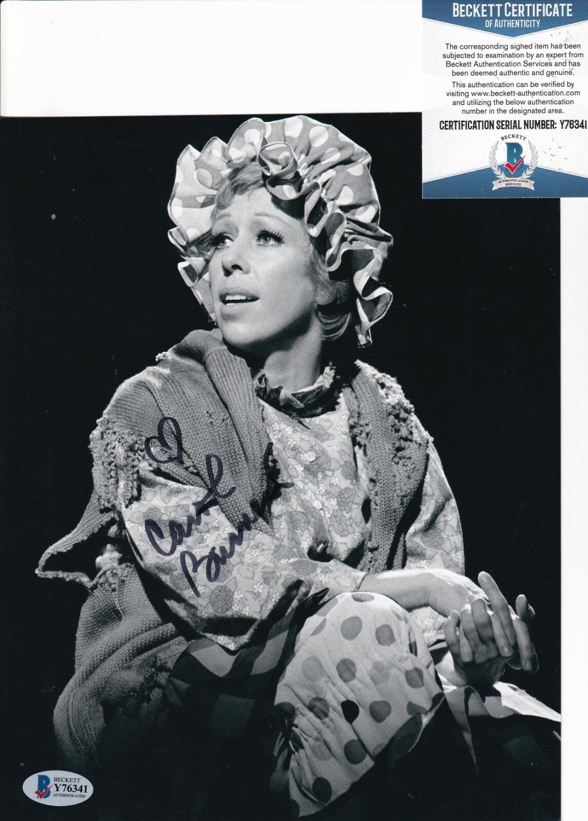 CAROL BURNETT signed (ANNIE) The Carol Burnett Show 8X10 photo BECKETT Y76341