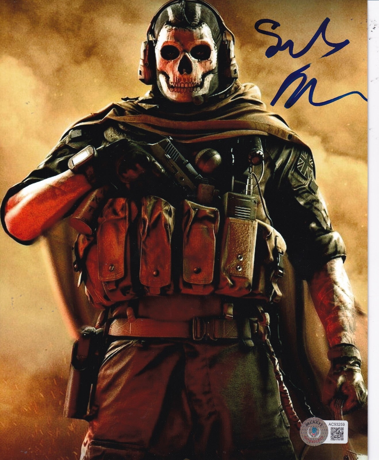 SAMUEL ROUKIN signed (CALL OF DUTY MODERN WARFARE) Ghost 8x10 BECKETT AC93259