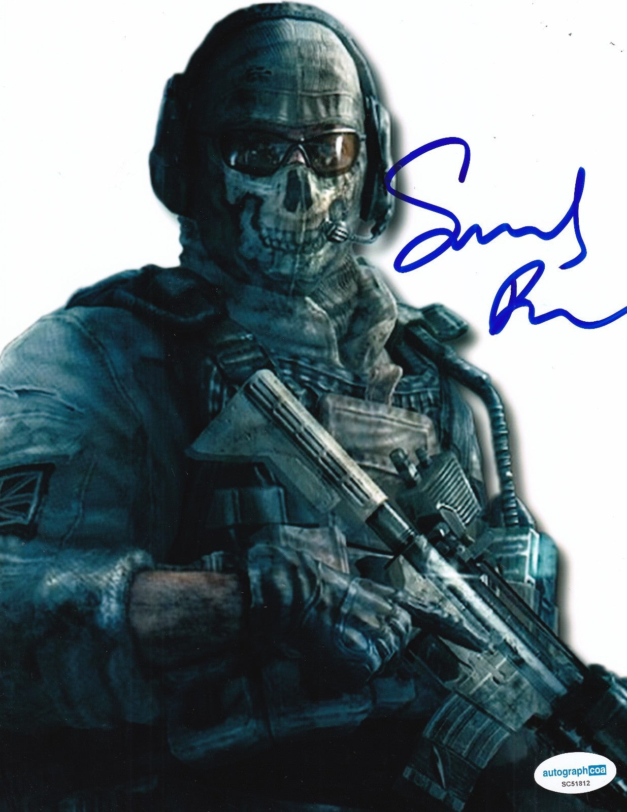 SAMUEL ROUKIN signed (CALL OF DUTY MODERN WARFARE) Ghost 8x10 ACOA SC51812