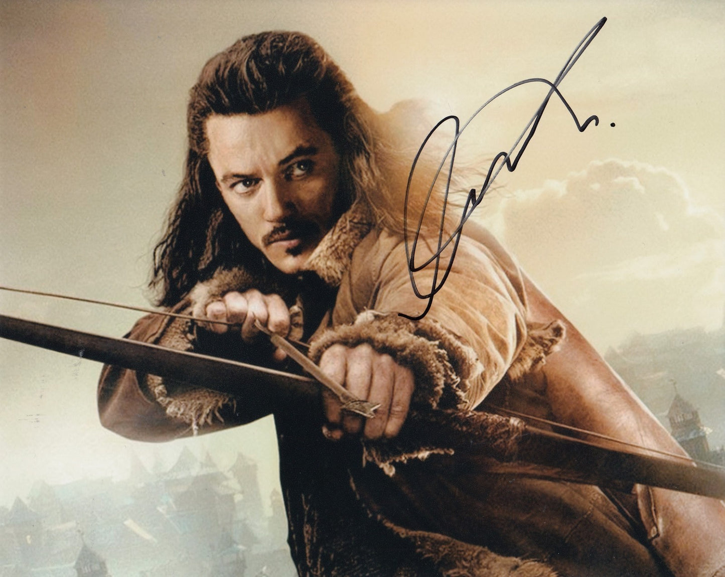 LUKE EVANS signed (The Hobbit: The Desolation) Movie 8X10 photo *BARD* W/COA