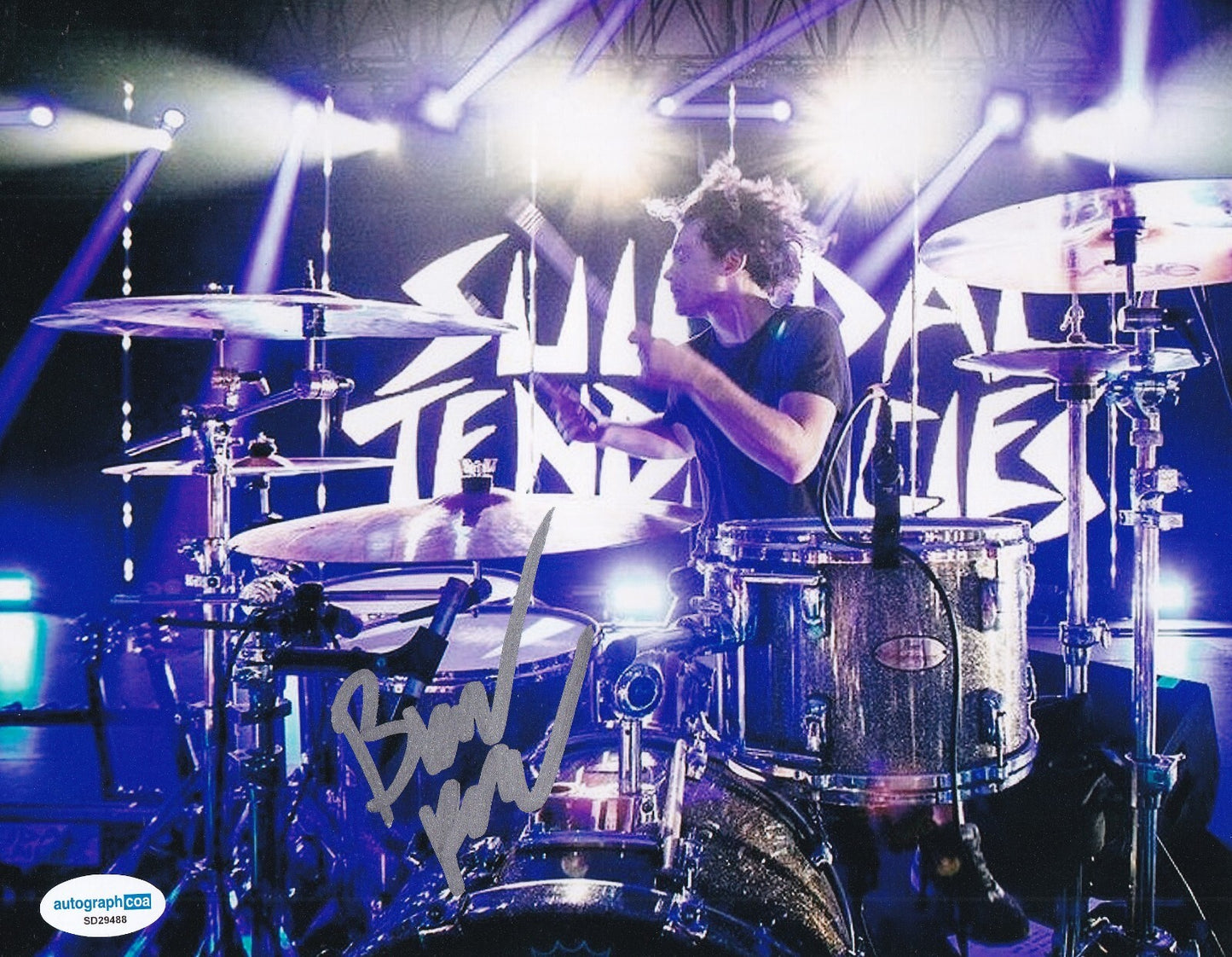 BRANDON PERTZBORN signed (THE OFFSPRING) Music Drummer 8X10 photo ACOA SD29488