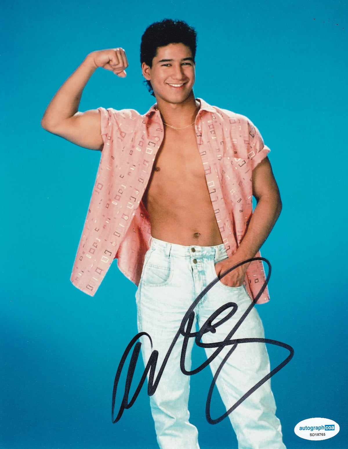 MARIO LOPEZ signed (SAVED BY THE BELL) AC SLATER 8x10 photo ACOA SD18765