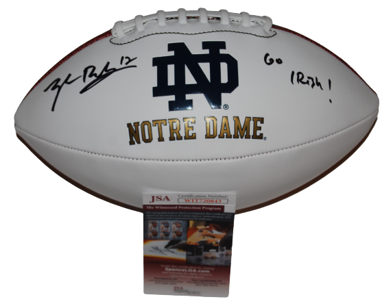 Tyler Buchner signed (NOTRE DAME FIGHTING IRISH) logo football JSA Witness