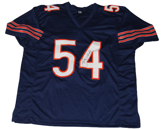 TOM HICKS signed (CHICAGO BEARS) Custom Navy football XL jersey PSA/DNA AN10408