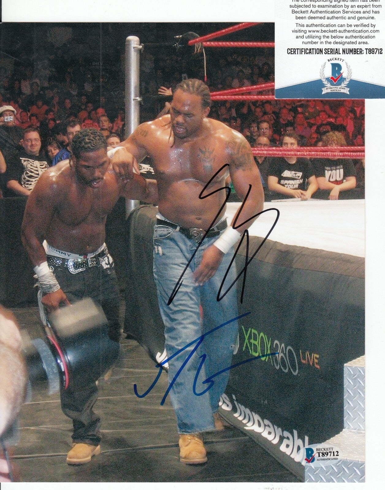 CRYME TYME signed (WWE WRESTLING) JTG & SHAD 8X10 photo BECKETT BAS T89712