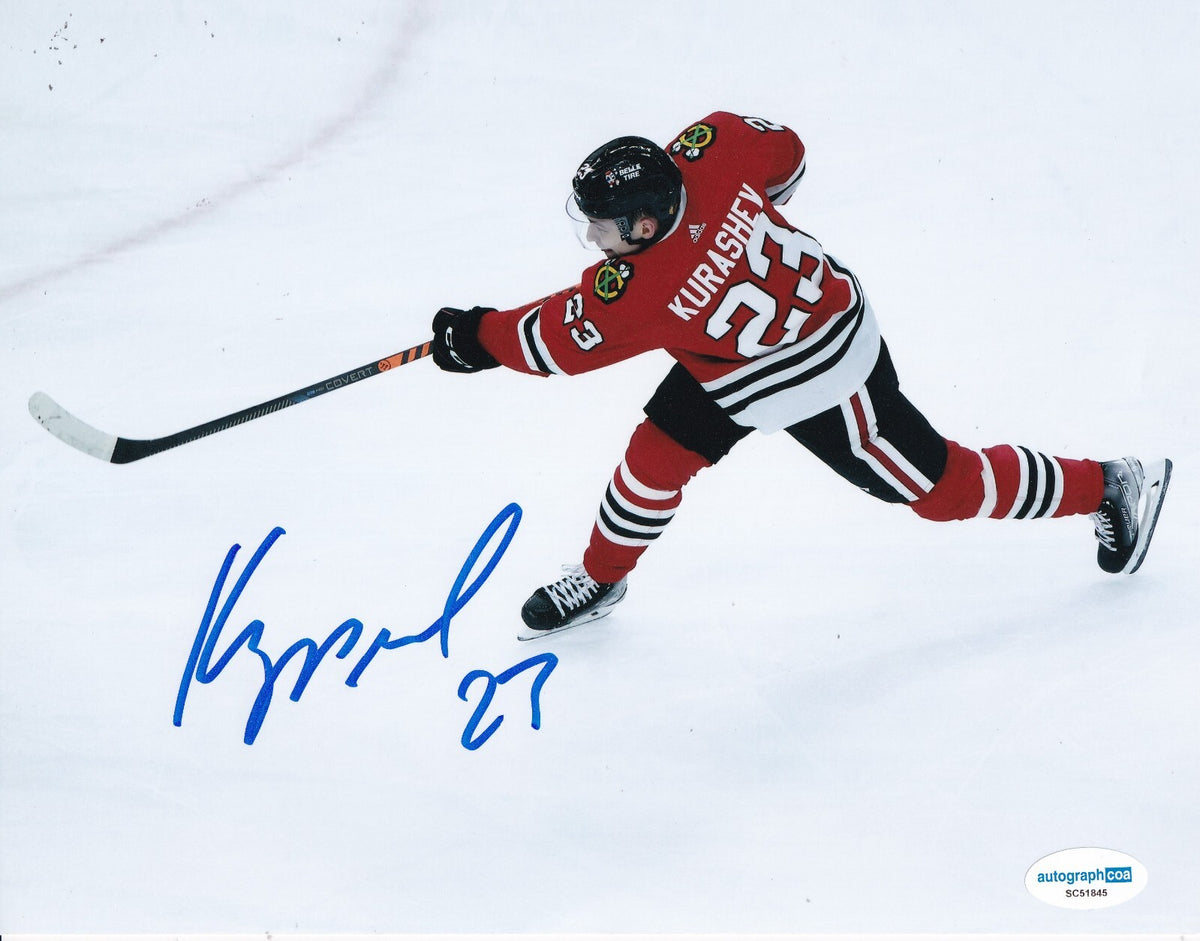 PHILIPP KURASHEV signed (CHICAGO BLACKHAWKS) Hocket 8X10 photo ACOA SC51845