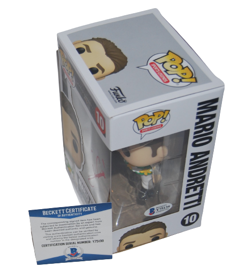 MARIO ANDRETTI signed (RACING) Legend Figurine FUNKO POP #10 BECKETT BAS Y75139