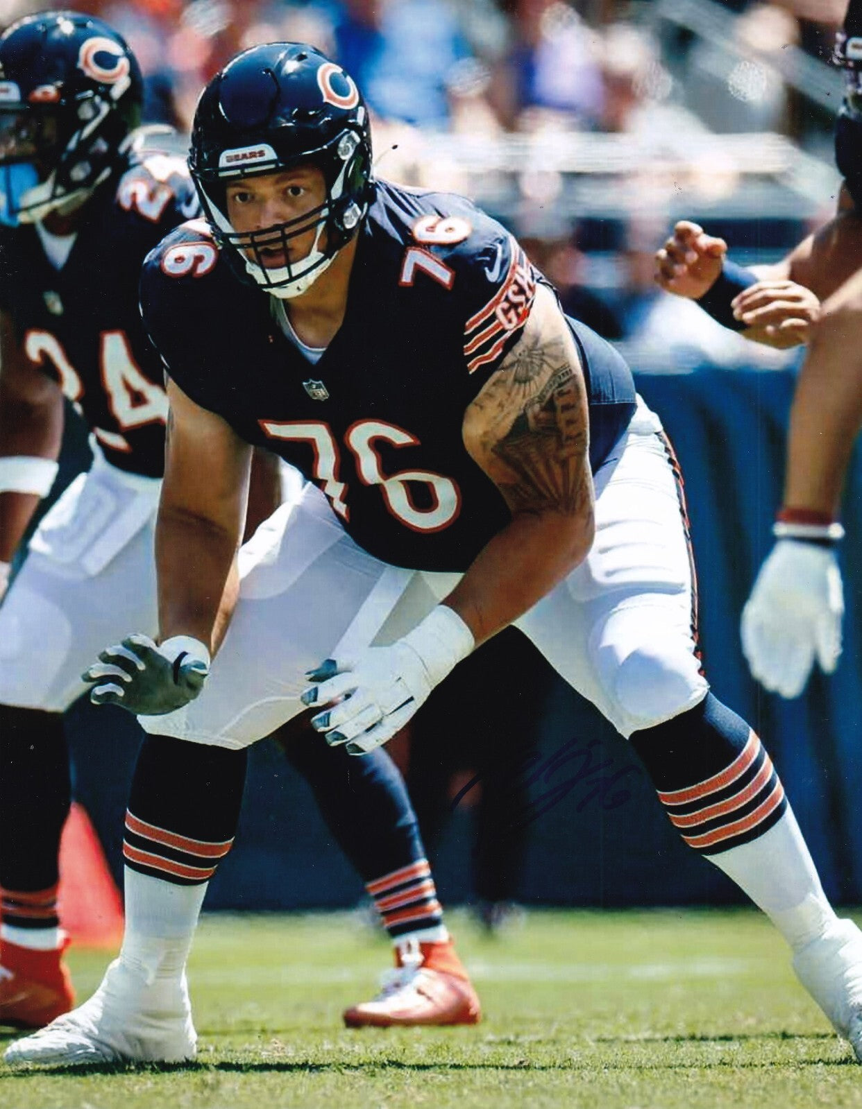 TEVEN JENKINS signed (CHICAGO BEARS) autographed football 8X10 photo W/COA #76