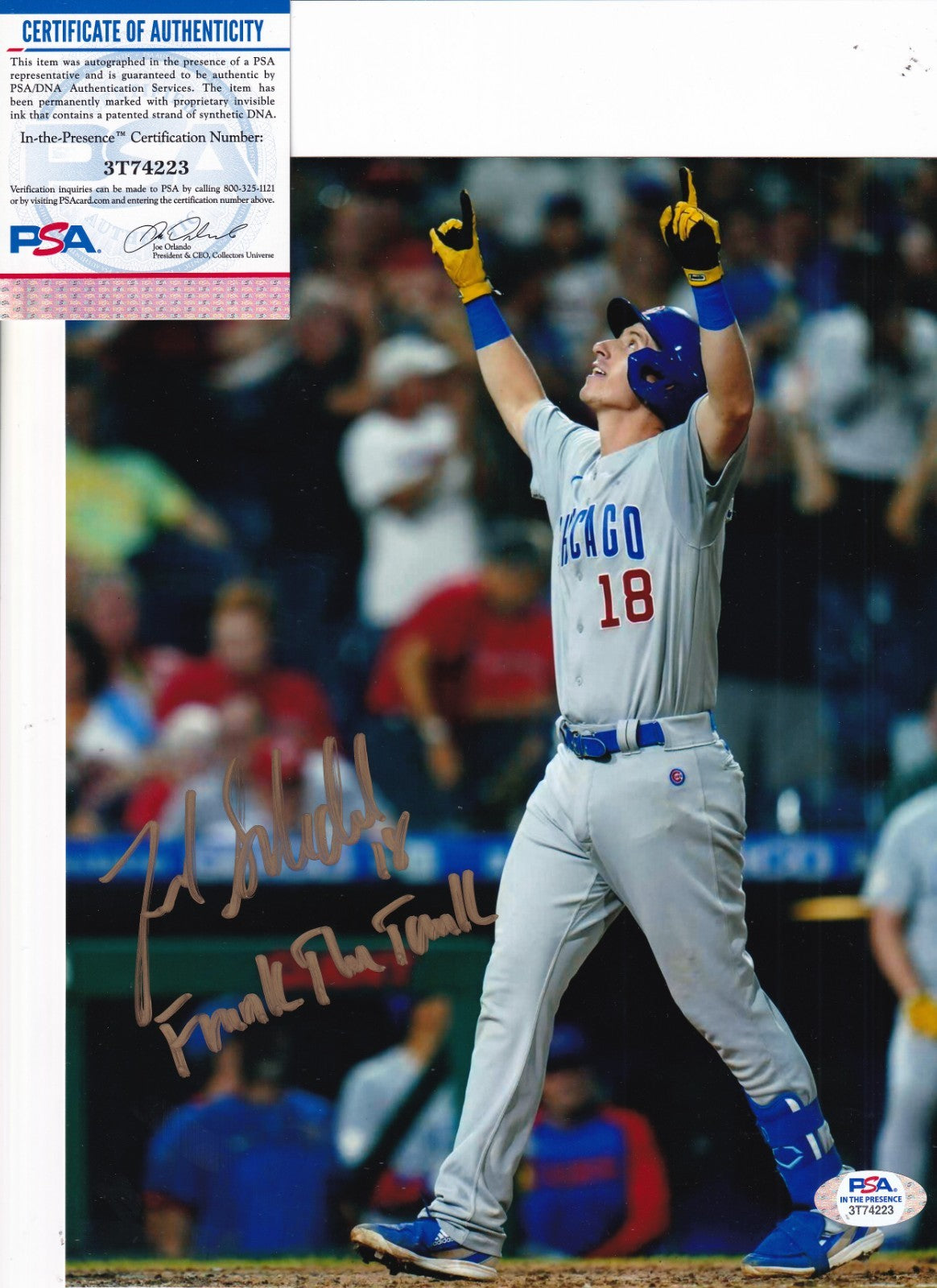 FRANK SCHWINDEL signed (CHICAGO CUBS) baseball 8X10 photo PSA/DNA 3T74223
