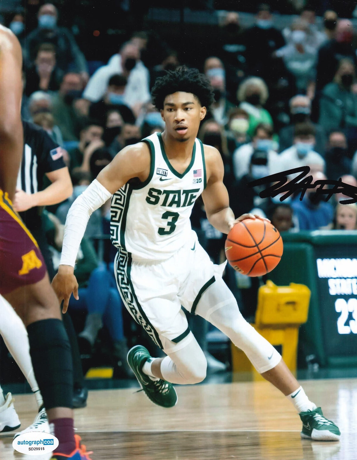 JADEN AKINS signed (MICHIGAN STATE SPARTANS) basketball 8X10 photo ACOA SD29515