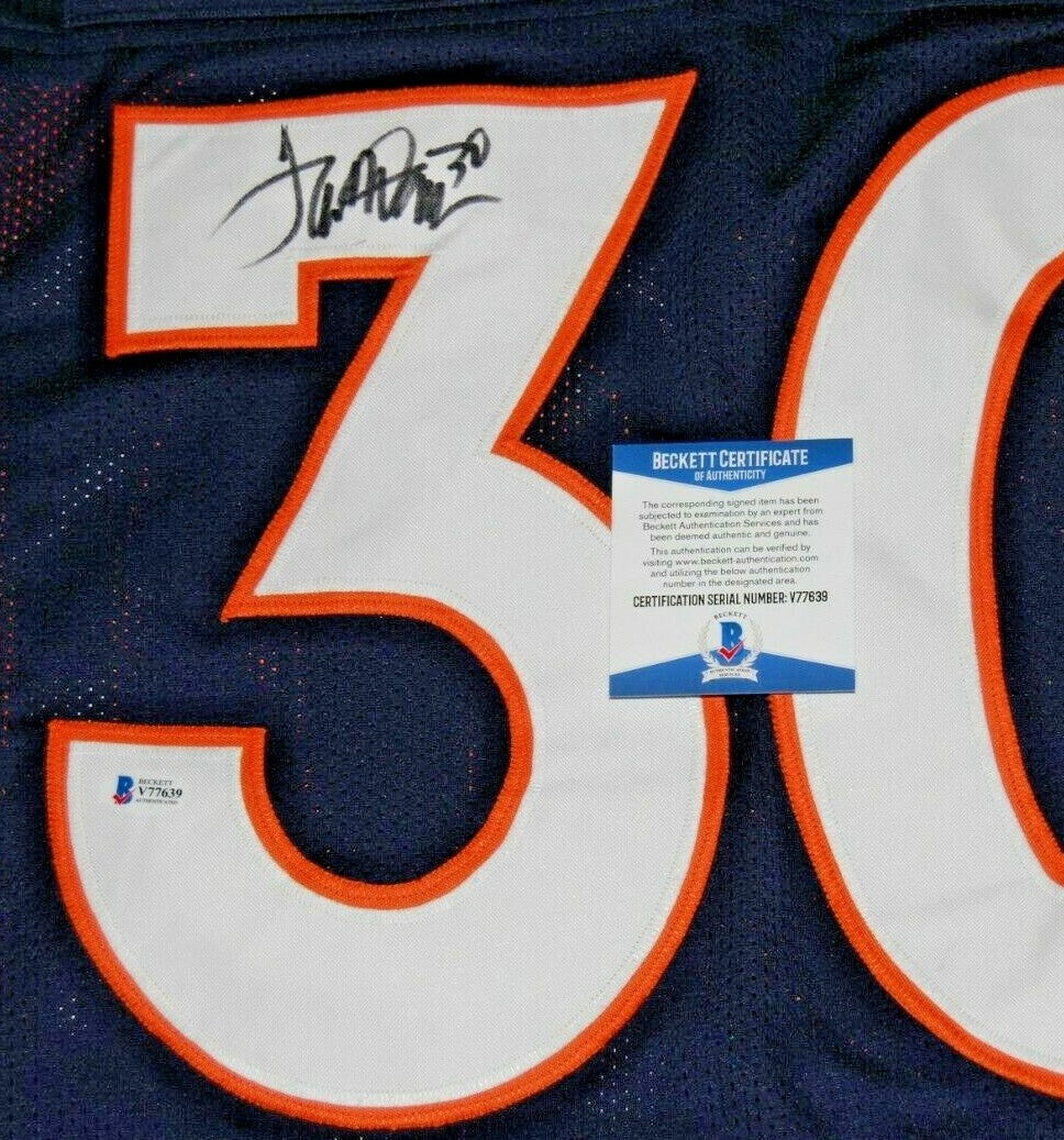 TERRELL DAVIS signed (DENVER BRONCOS) Custom Stitched football jersey BECKETT