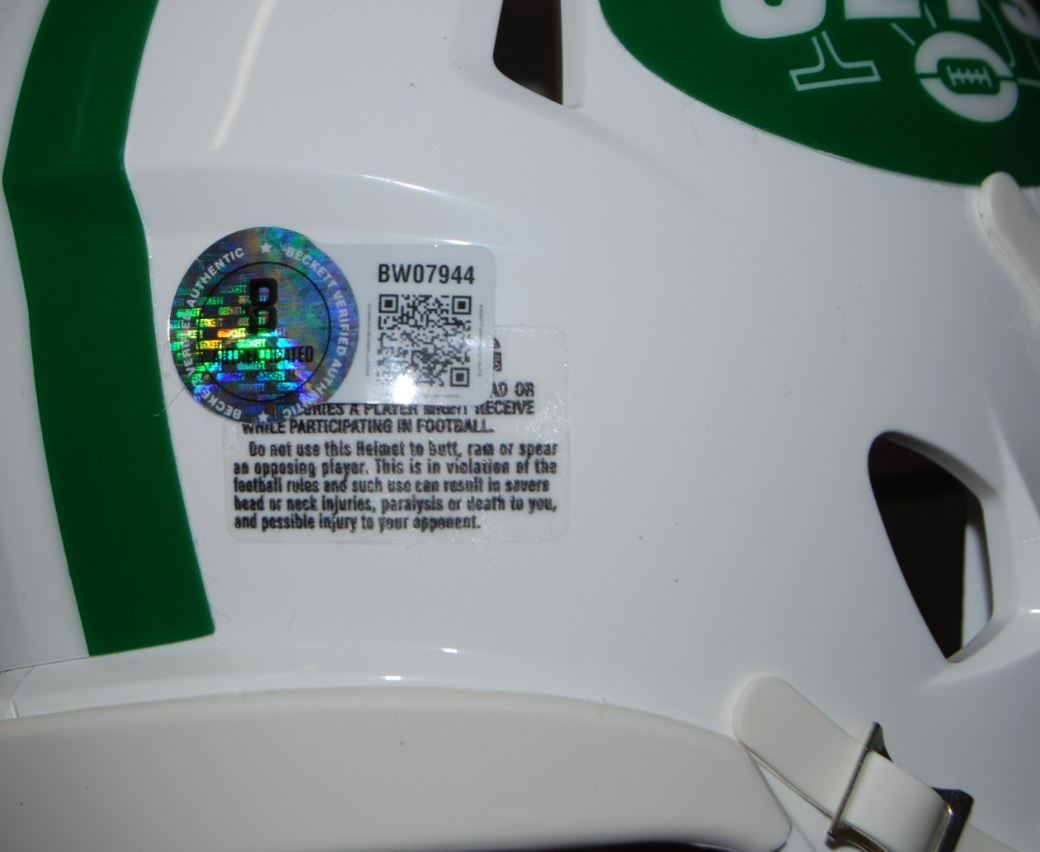 AARON GLENN signed (NEW YORK JETS) mini football helmet BECKETT BAS BW07944