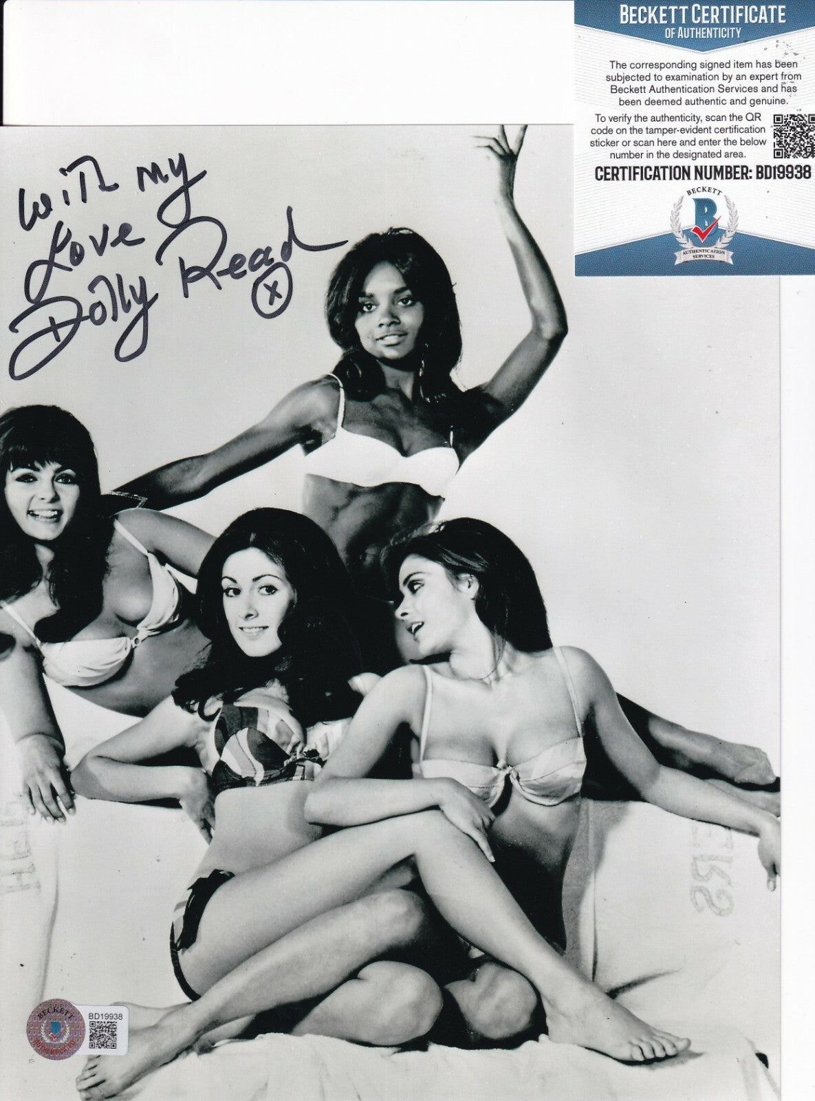 DOLLY READ signed (CHARLIE'S ANGELS) Playboy movie 8X10 photo BECKETT BD19938