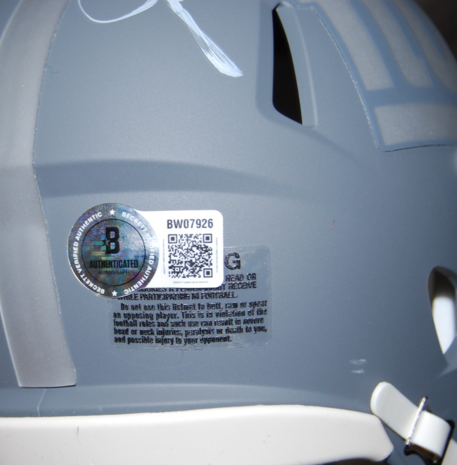 JOHN HARBAUGH signed NEW YORK GIANTS Slate mini football helmet BECKETT BW07926