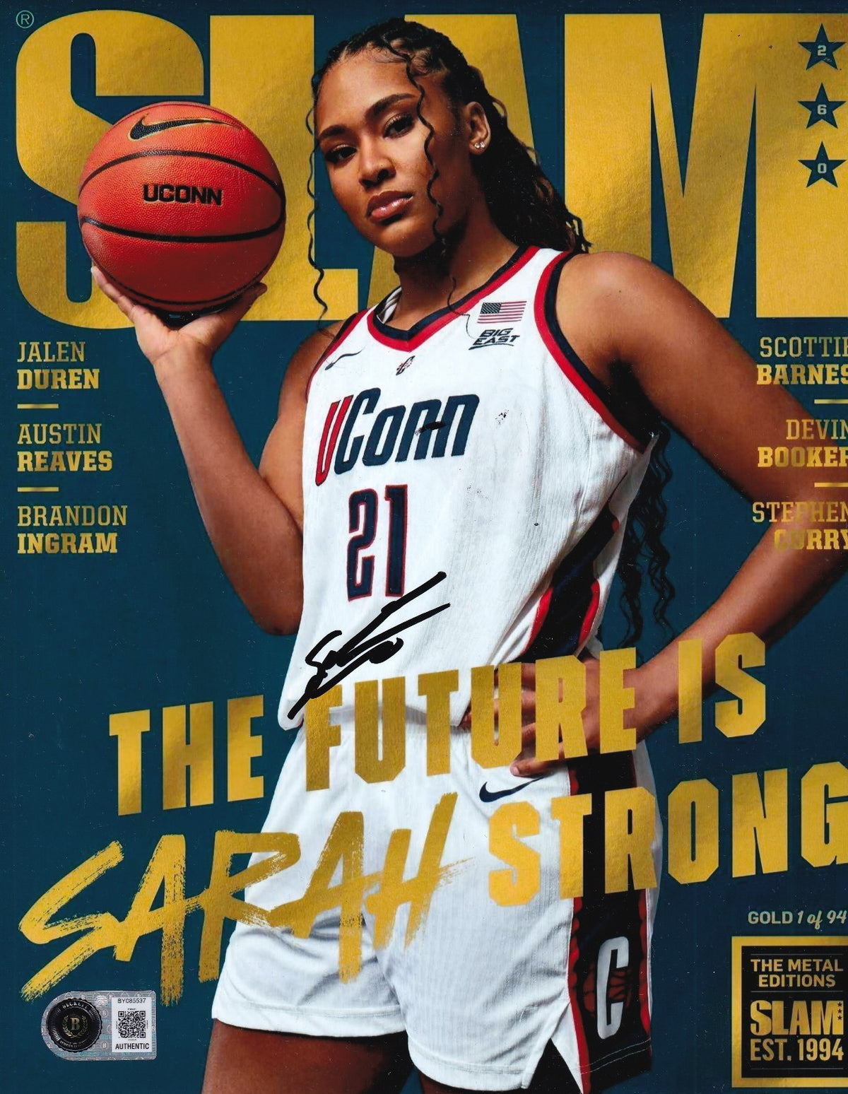 SARAH STRONG signed (UCONN HUSKIES) basketball 8X10 photo BECKETT BY085537