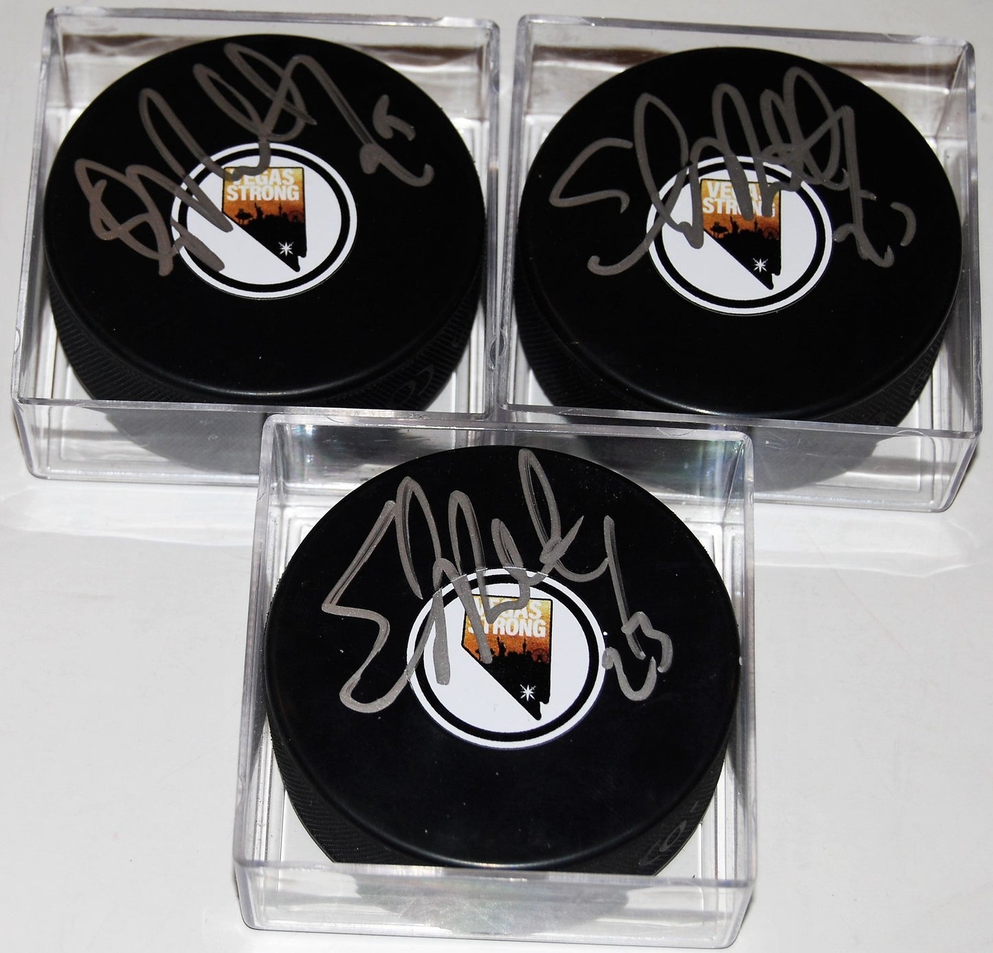 STEFAN MATTEAU signed (LAS VEGAS GOLDEN KNIGHTS) *VEGAS STRONG* puck W/COA