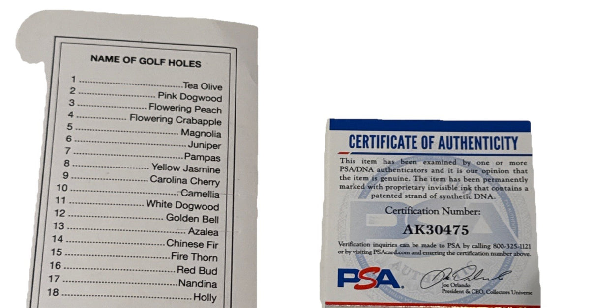 John Pak signed (Augusta) PGA Golf Masters Score Card PSA/DNA AK30475