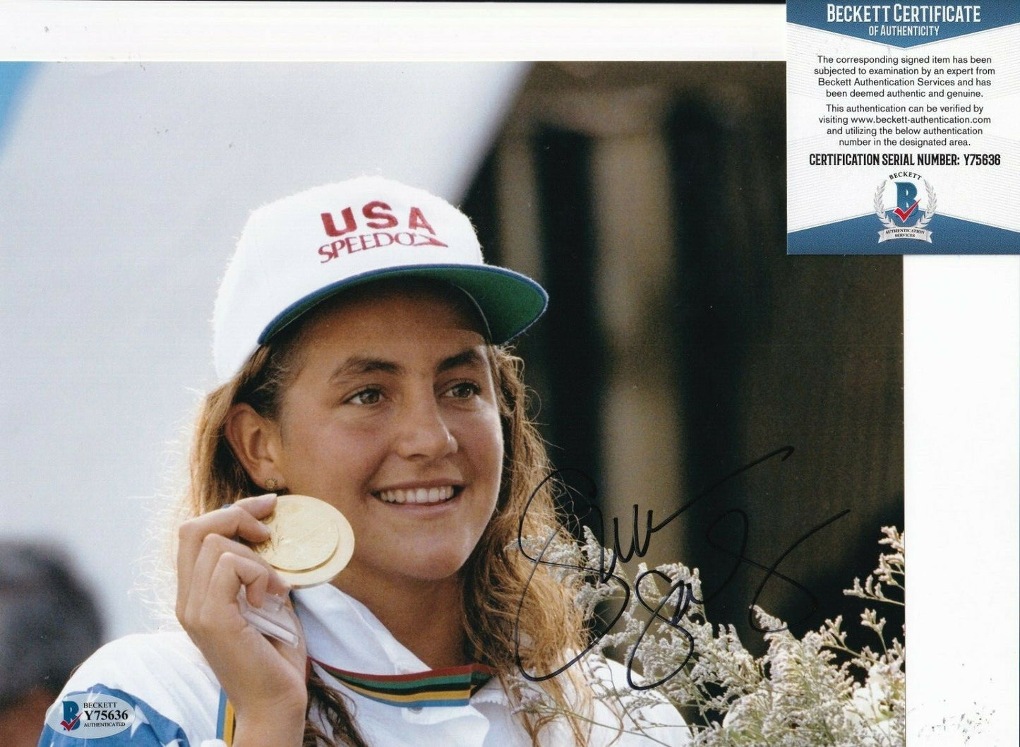 SUMMER SANDERS signed (USA OLYMPICS) SWIMMING Stanford 8X10 photo BECKETT Y75636