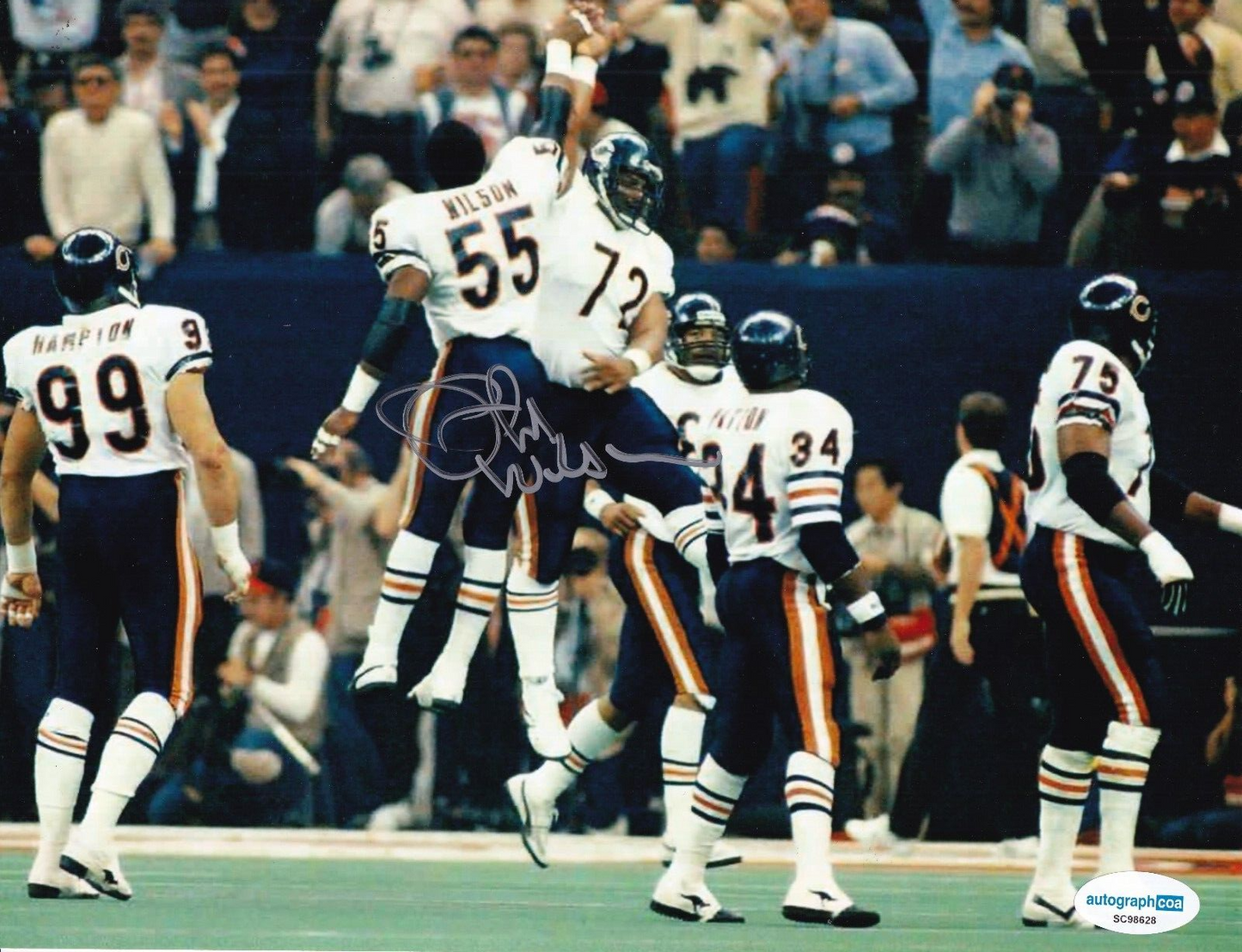 OTIS WILSON signed (CHICAGO BEARS) football SBXX Champ 8X10 photo ACOA SC98628