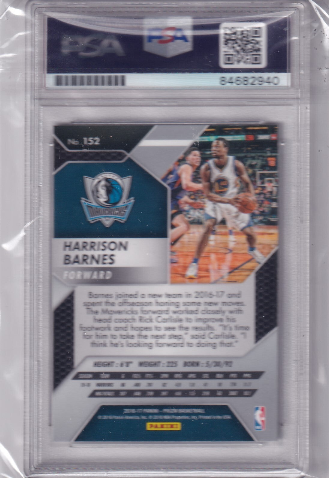 HARRISON BARNES signed (GOLDEN STATE WARRIORS) 2016-17 PRIZM card PSA/DNA
