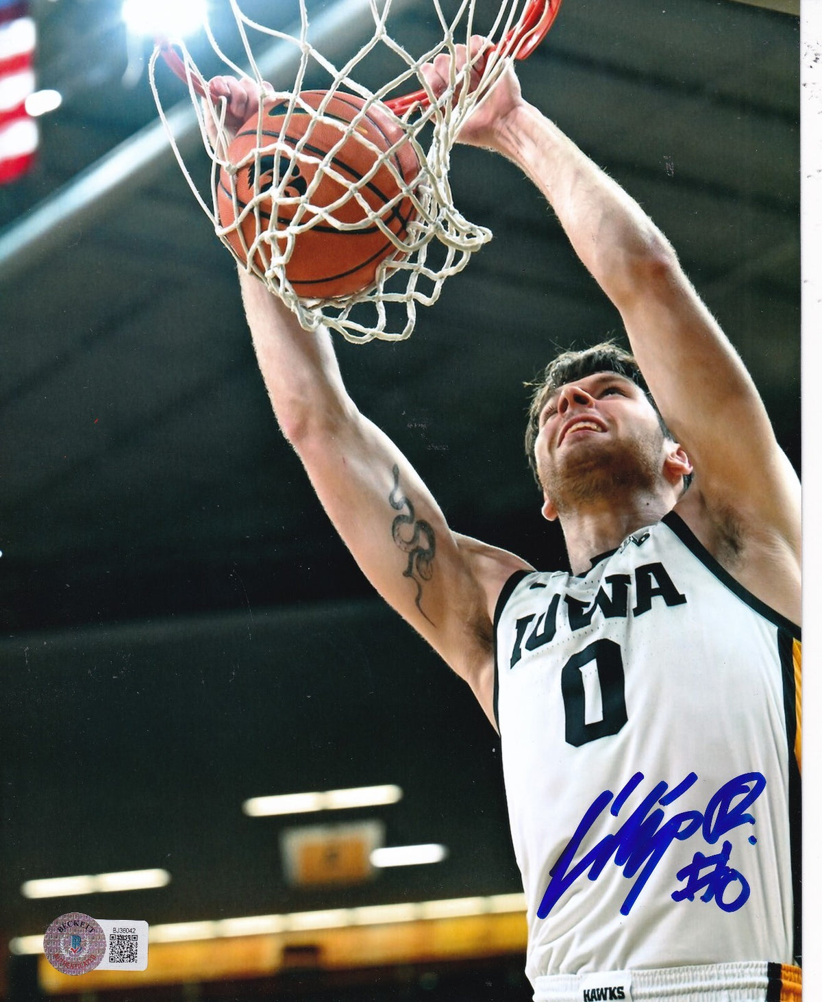 FILIP REBRACA signed (IOWA HAWKEYES) basketball 8X10 photo BECKETT BAS BJ36042
