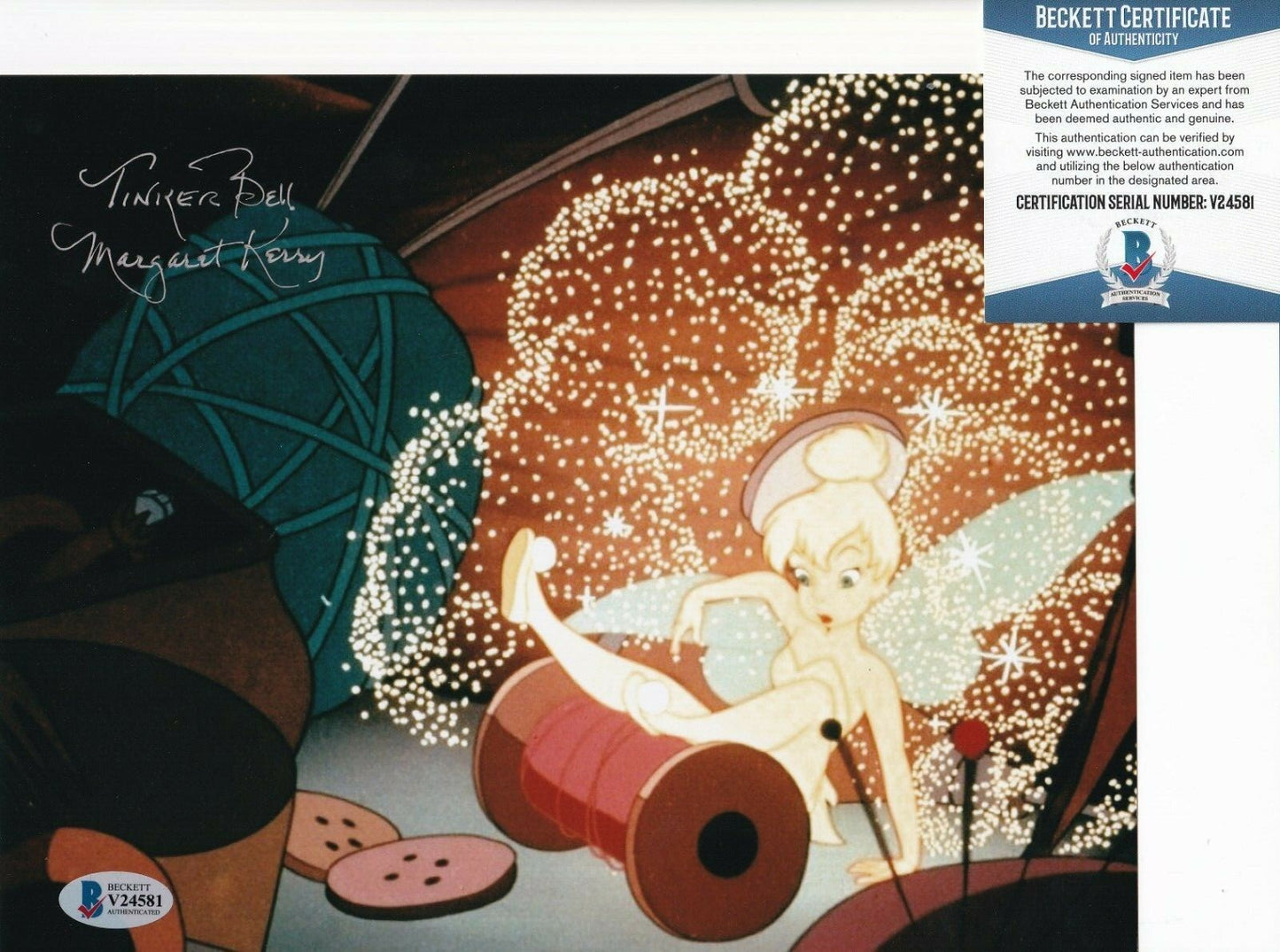 MARGARET KERRY signed (TINKER BELL) PETER PAN 8X10 photo BECKETT BAS V24581