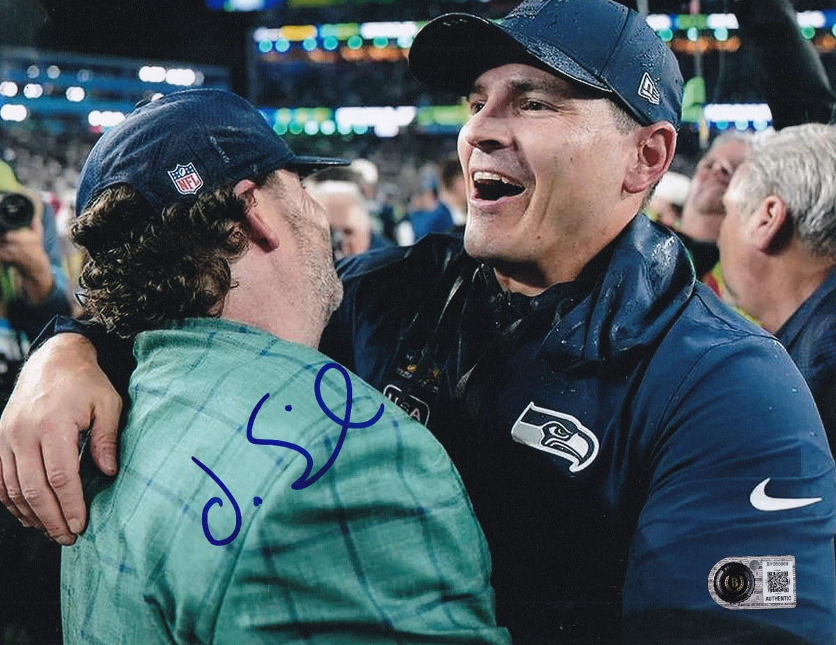 JOHN SCHNEIDER signed (SEATTLE SEAHAWKS) football 8X10 photo BECKETT BY085809