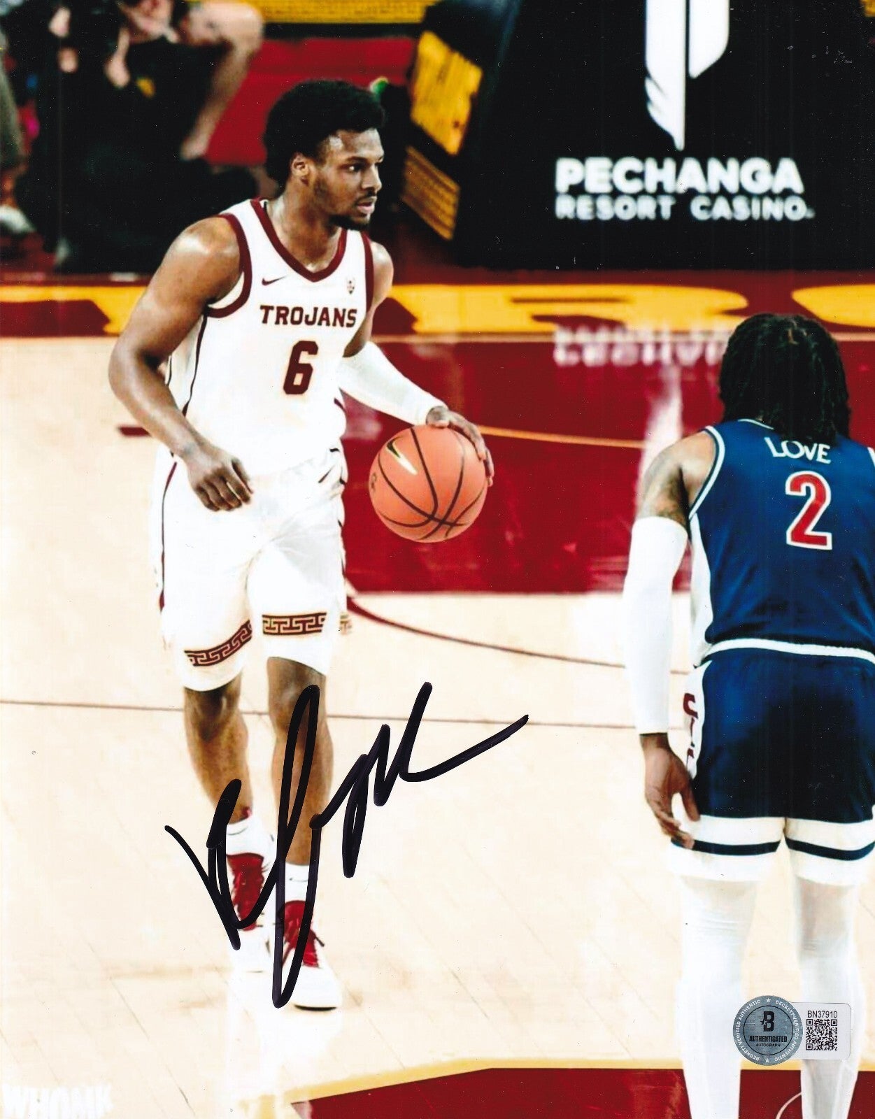 BRONNY JAMES signed (USC TROJANS) Basketball 8X10 photo BECKETT BAS BN37910