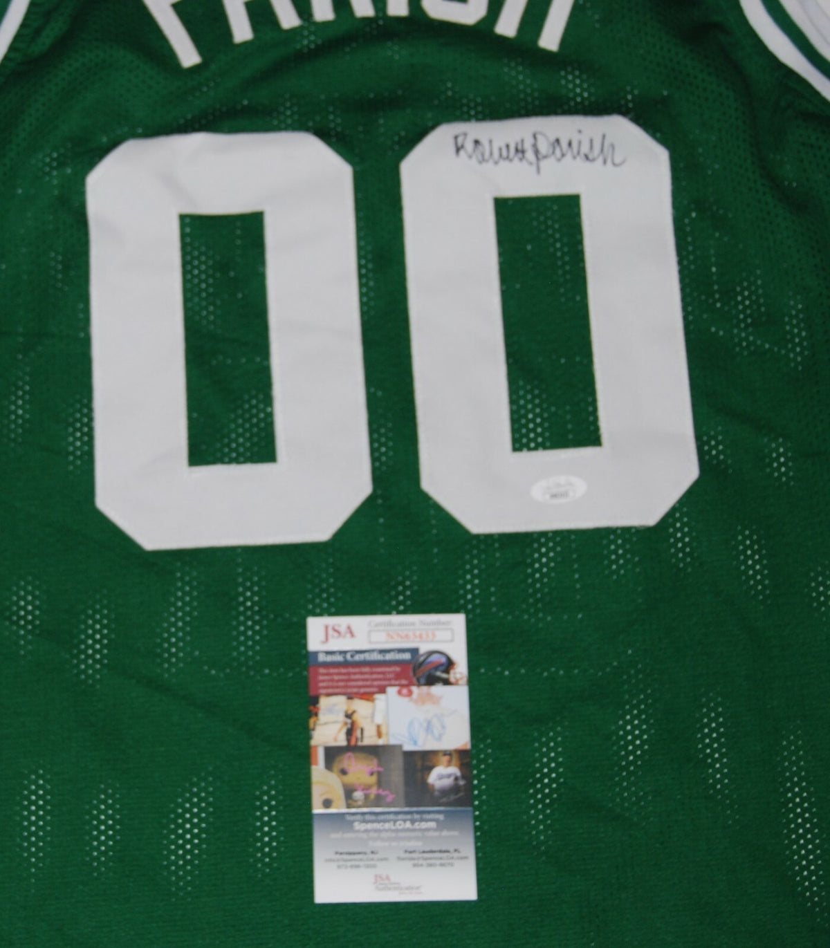 ROBERT PARISH signed (BOSTON CELTICS) Green #00 custom basketball jersey JSA