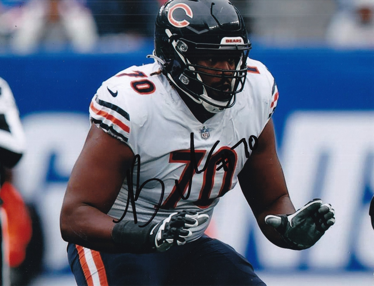 BRAXTON JONES signed (2025 CHICAGO BEARS) autograph football 8X10 photo W/COA #1