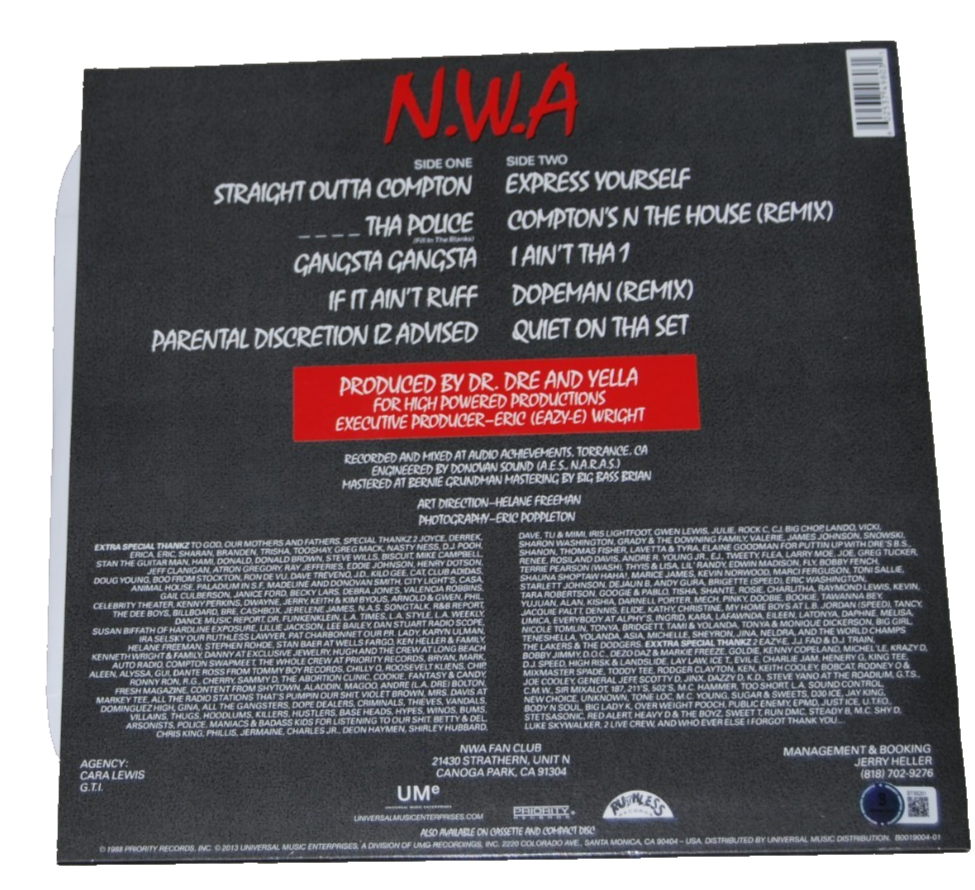 ICE CUBE signed (STRAIGHT OUTTA COMPTON) NWA Vinyl Record LP BECKETT BT56251