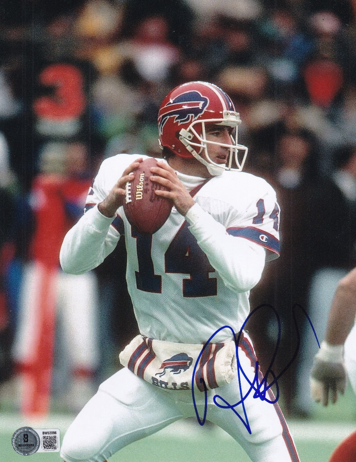 FRANK REICH signed (BUFFALO BILLS) football 8X10 photo BECKETT BAS BW52096