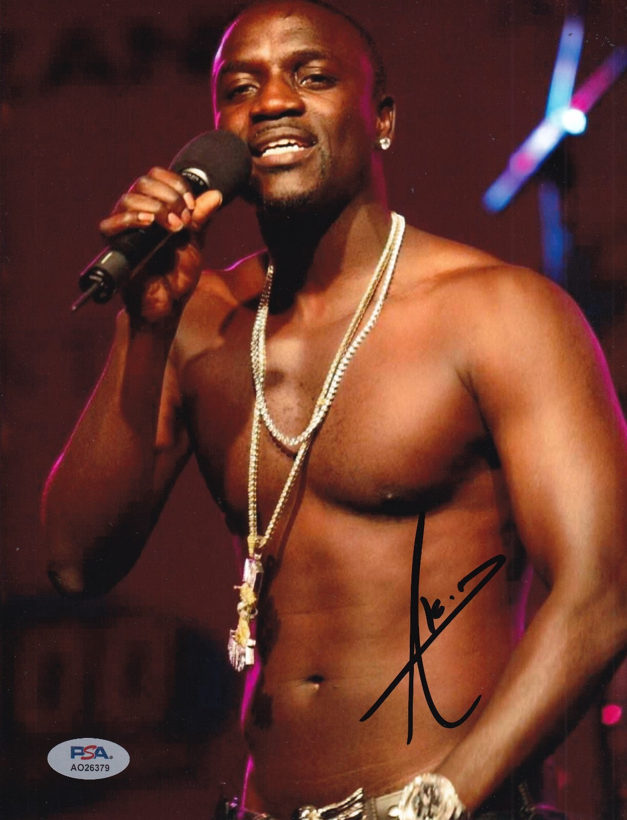 AKON signed (KONVICT) RAPPER Music *Lonely* 8X10 photo PSA/DNA AO26379