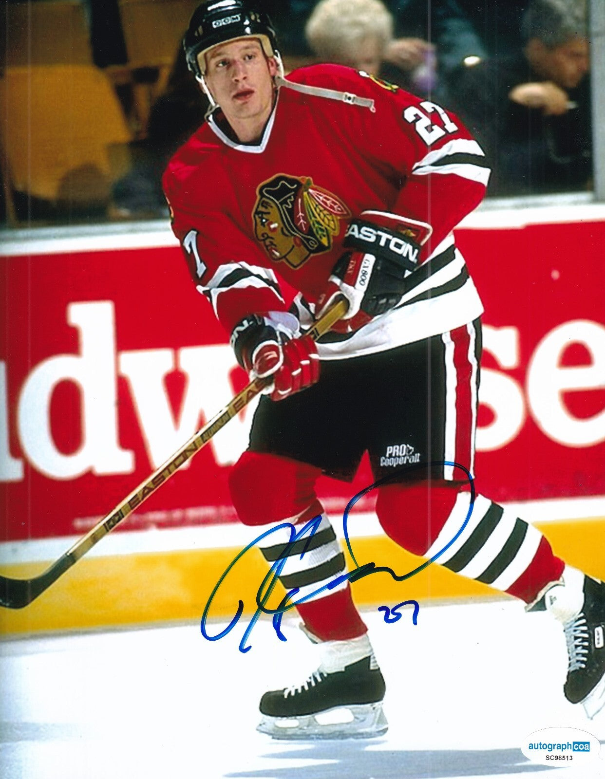 JEREMY ROENICK signed (CHICAGO BLACKHAWKS) Hockey 8X10 photo ACOA SC98513