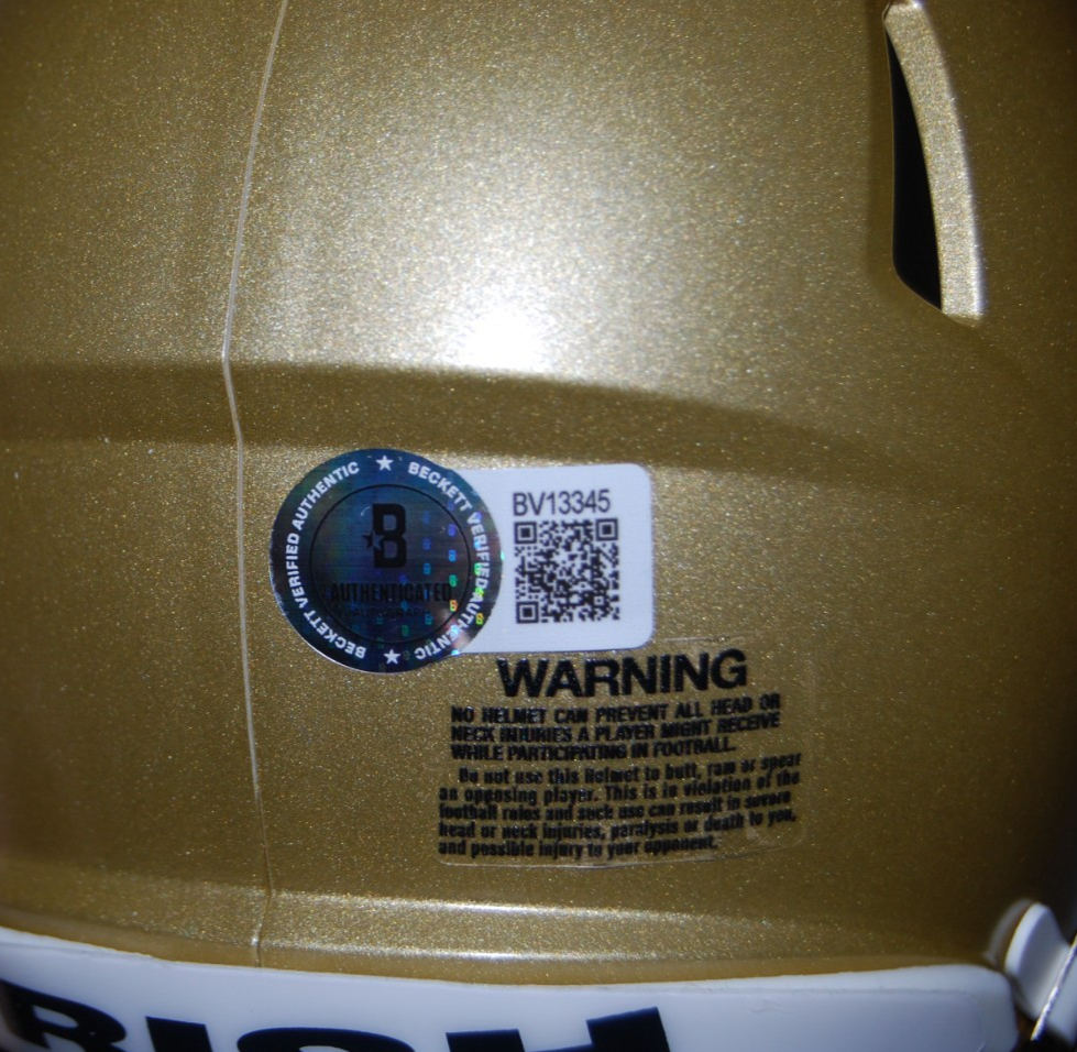 JORDAN FAISON signed (NOTRE DAME FIGHTING IRISH) mini helmet BECKETT BAS BV13345