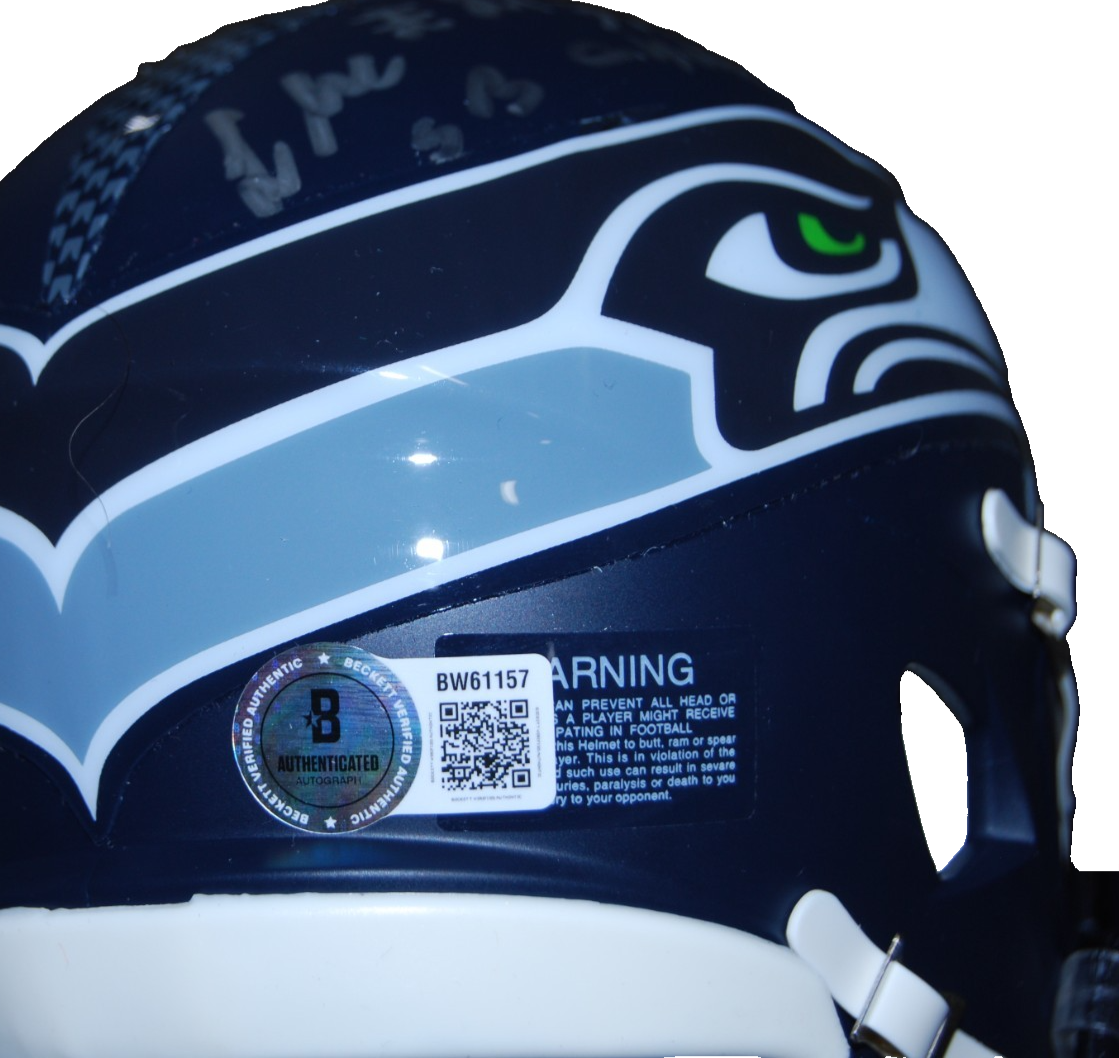 LESLIE FRAZIER signed (SEATTLE SEAHAWKS) mini football helmet BECKETT BW61157