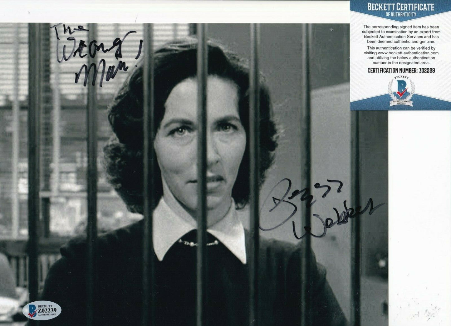 PEGGY WEBBER signed (THE WRONG MAN Miss Dennerly Movie 8X10 photo BECKETT Z02239