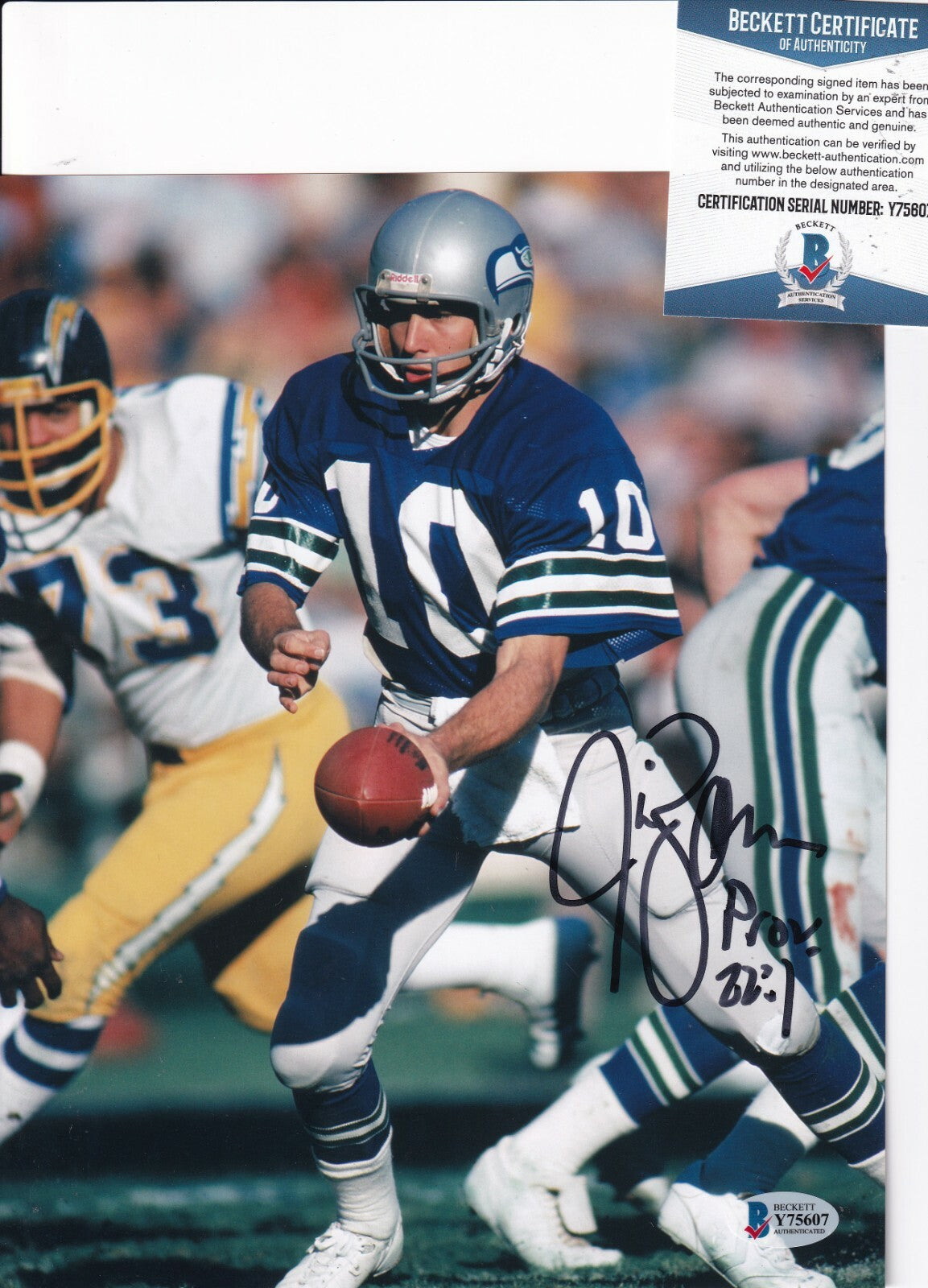 JIM ZORN signed (SEATTLE SEAHAWKS) autographed Football 8X10 BECKETT BAS Y75607