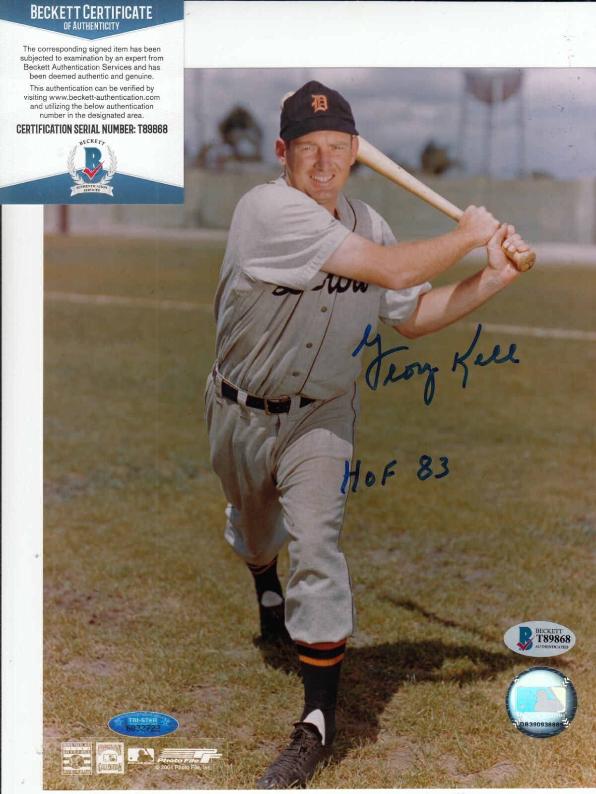 GEORGE KELL signed (DETROIT TIGERS) Baseball 8X10 photo BECKETT BAS T89868