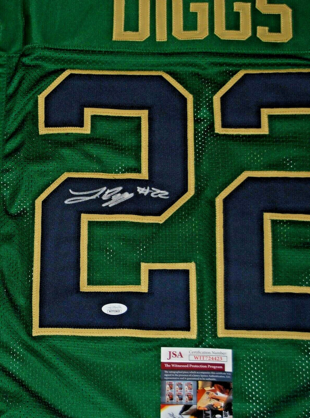 LOGAN DIGGS signed (NOTRE DAME FIGHTING IRISH) Green custom XL jersey JSA 