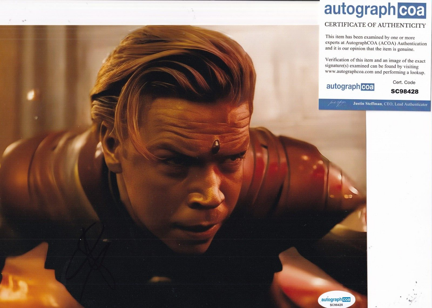 WILL POULTER signed (GUARDIANS OF THE GALAXY) Warlock 8X10 photo ACOA SC98428