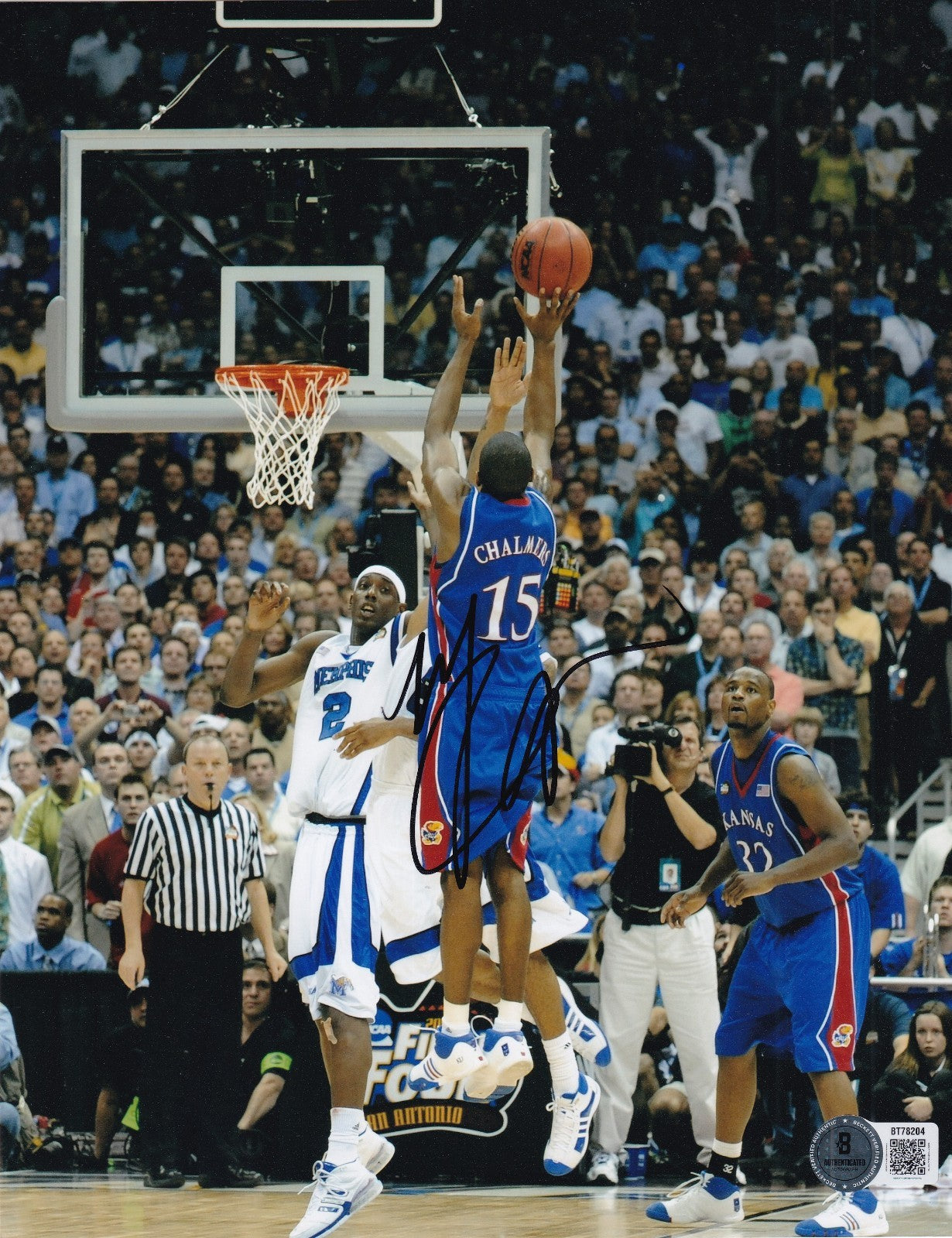 MARIO CHALMERS signed (KANSAS JAYHAWKS) Basketball 8X10 photo BECKETT BT78204