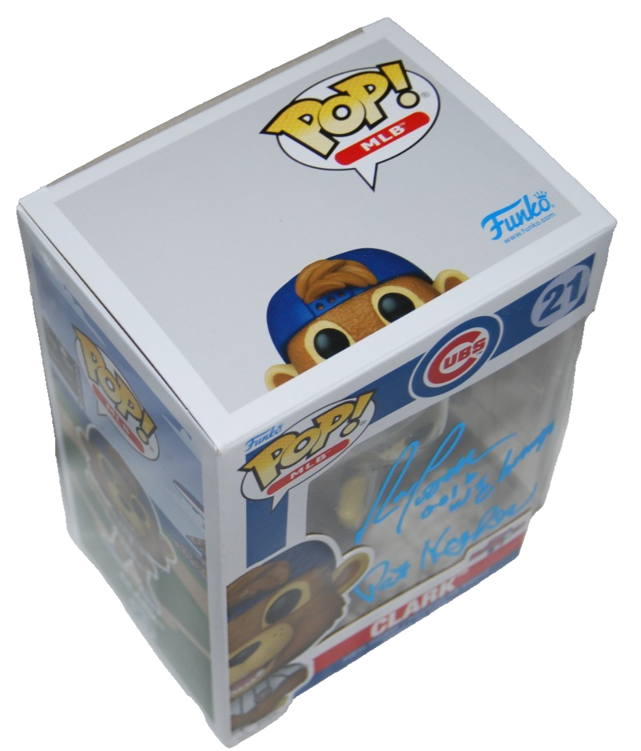 PAT HUGHES & RON COOMER signed (CLARK) CUBS Funko Pop #21 BECKETT BY085884
