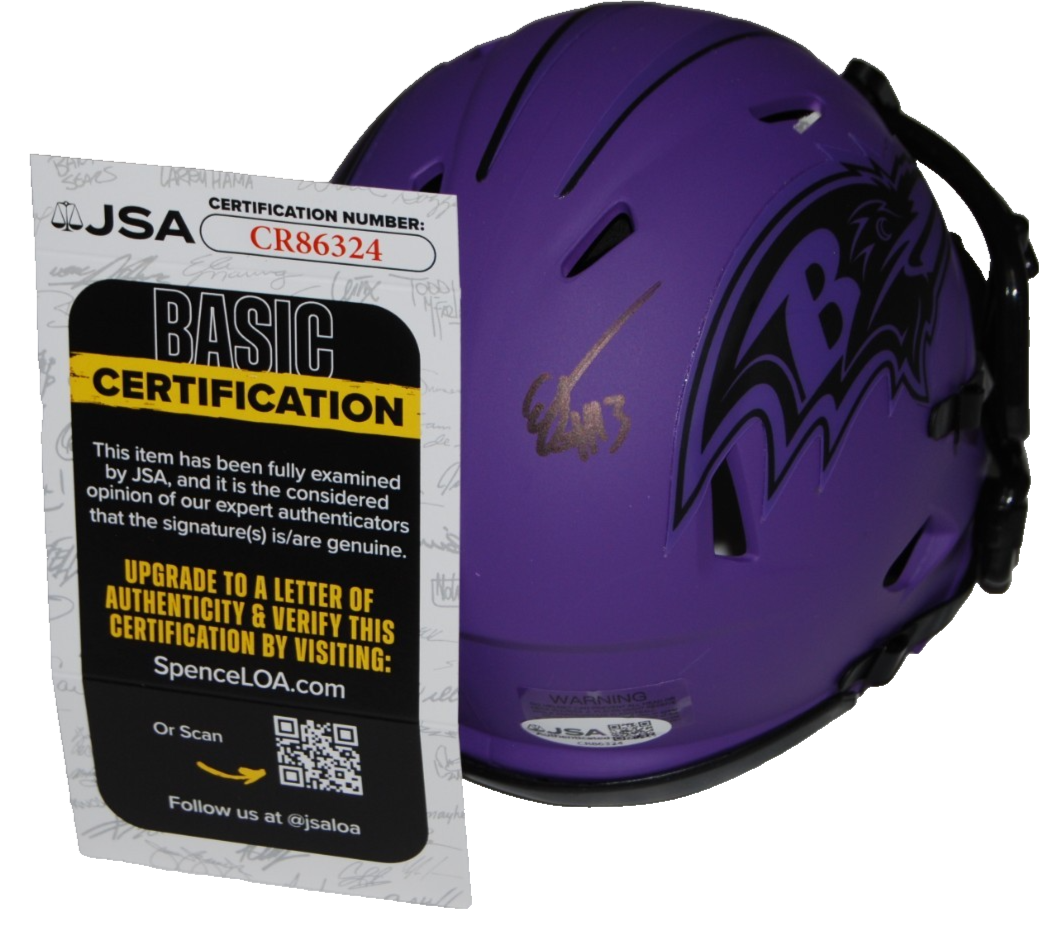 ELIJAH SARRATT signed (BALTIMORE RAVENS) mini football helmet JSA COA CR86324