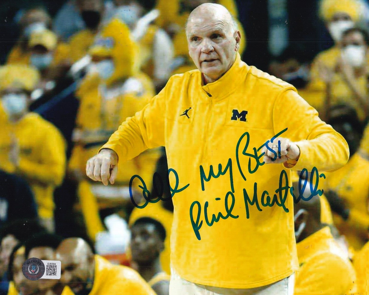 PHIL MARTELLI signed (MICHIGAN WOLVERINES) basketball 8X10 BECKETT BAS BJ90884
