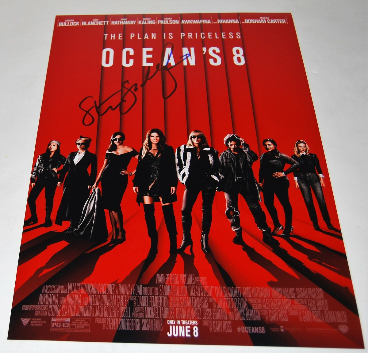 STEVEN SODERBERGH signed (OCEANS EIGHT 8) 12X18 movie poster photo PROOF W/COA